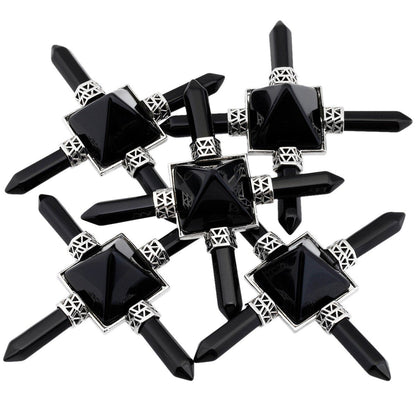 Rockcloud Pyramid Energy Generator, Reiki Chakra Healing Crystal Stone,Black Obsidian