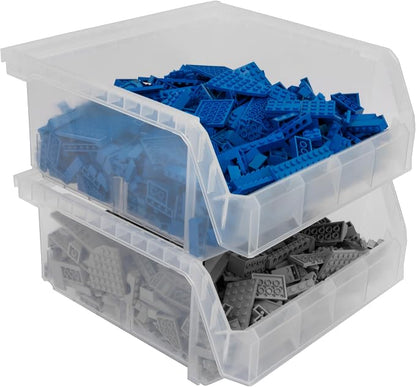 ReadySpace Plastic Containers for Organizing and Storage Bins for Drawers, Desks, Office Organization, and Garage, Stackable Bins, Medium-Wide (5" x 11" x 11"), 4-Pack, Clear