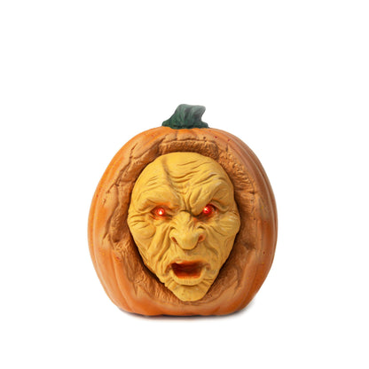 SeasonFable Whispering Gourdon Halloween Animated Pumpkin, Resin, Flickering Red LED Eyes, Eerie Talking Effect, Battery Powered, Horror Style, Indoor Decor