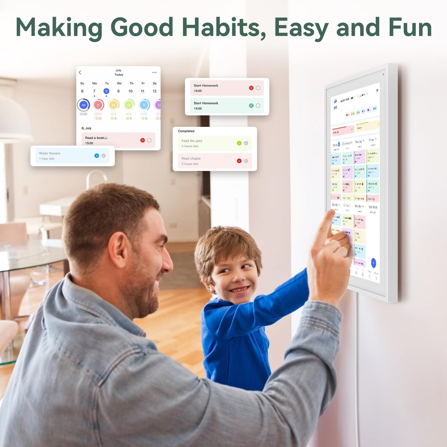 Digital Calendar,15.6 Inch Wall Planner Electronic Calendar&Chore Chart,Smart Wall Calendar Touchscreen Interactive Display for Family Schedules,Great for Organizing Your Routines,Wall&Desk Mountable,The Gift for Mother's Day