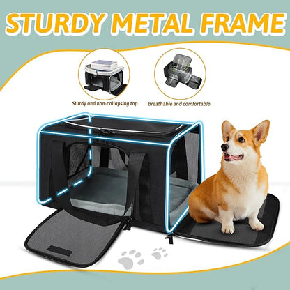 Petskd Pet Carrier 18x13x9.5 Southwest Airline Approved, Pet Travel Carrier Bag for Small Cats and Dogs, Soft Dog Carrier for 1-15 LBS Pets,Dog Cat Carrier with Safety Lock Zipper (Black)