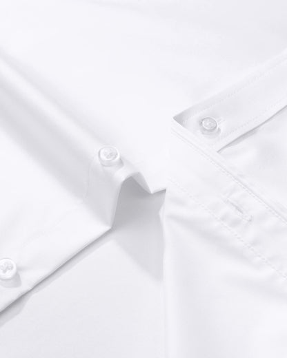 J.VER Men's Dress Shirts Solid Long Sleeve Stretch Wrinkle-Free Formal Shirt Business Casual Button Down Shirts White Medium