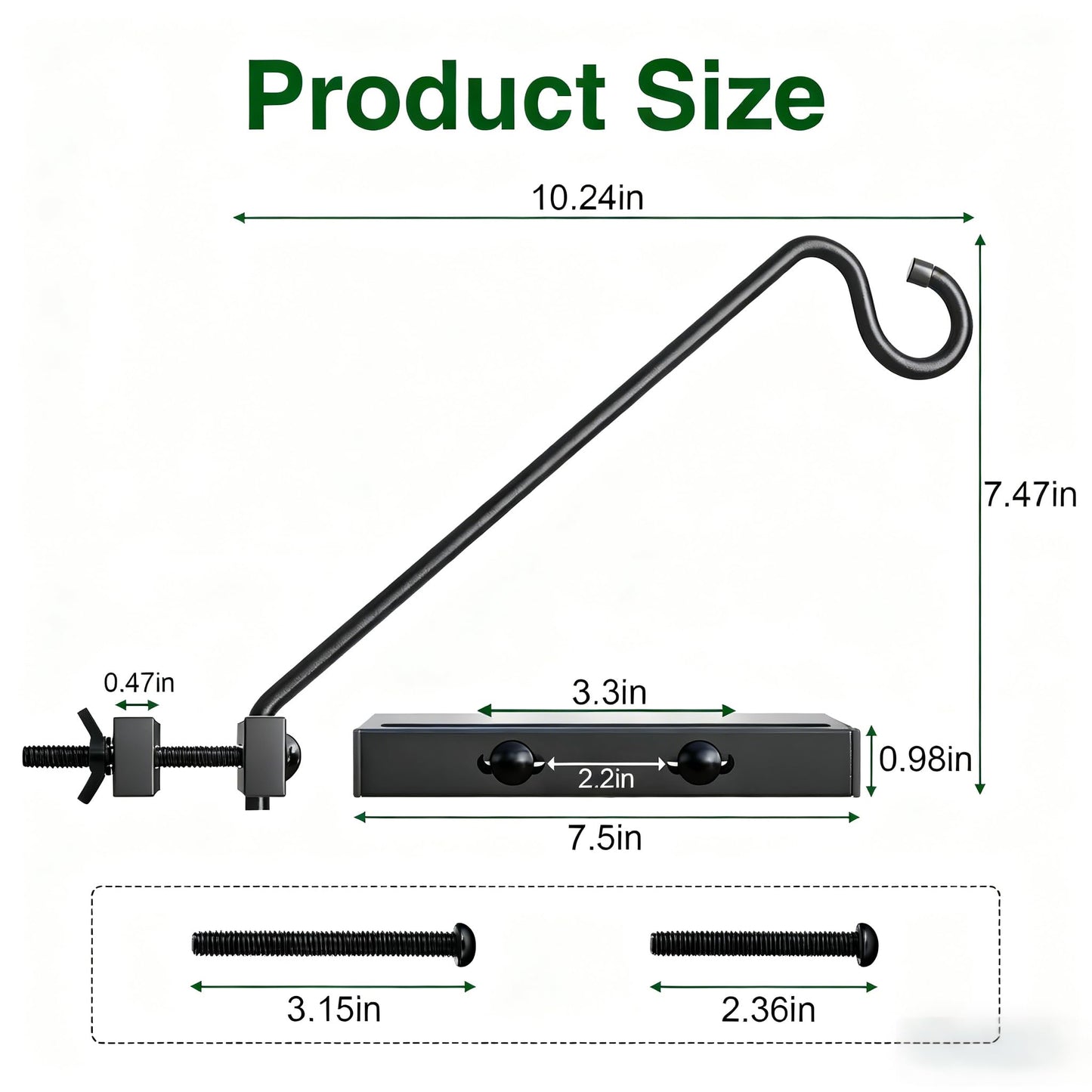 Josmimic 12-Inch Deck Bird Feeder Hanger for Railing, Outdoor Decor Plant Hanger, Balcony Railing Hook - 22LB Capacity - for Hanging Plants, Bird Feeders, Lanterns, Wind Chimes