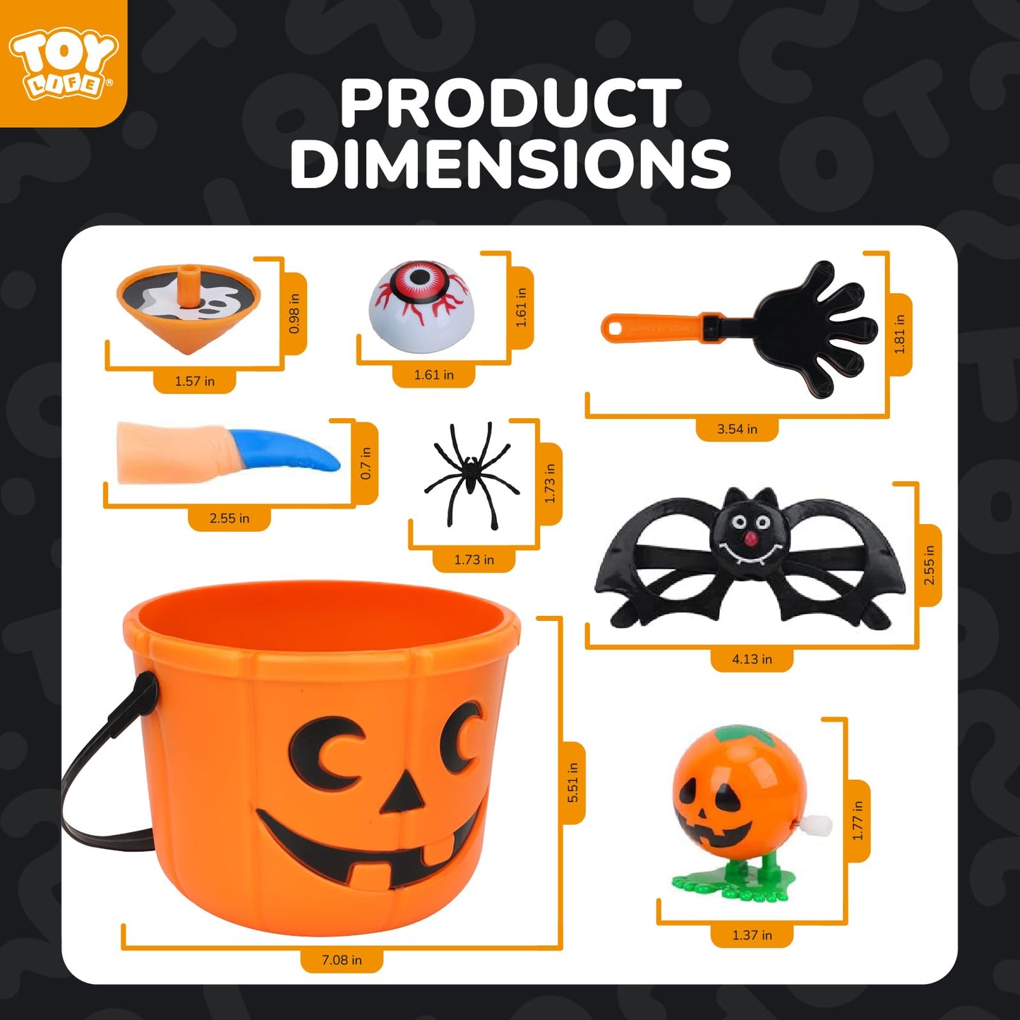TOY Life Halloween Party Favors for Kids Halloween Toys in Bulk Halloween Prizes for Kids Halloween Pumpkin Buckets Goodie Bags Stuffers Fillers Non Candy Treat for Kid