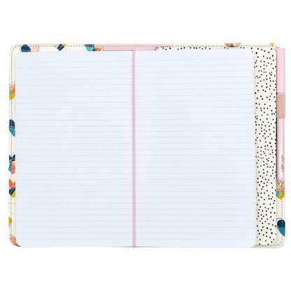 Pukka Pad, Carpe Diem Refillable Traveler’s Notebook Cover – Faux Leather Portfolio with Blank and Lined Notepads – Includes 6 Pockets, Pen Loop, and Elastic Closure – 8.5 x 5.5 Inches, Ballerina Pink