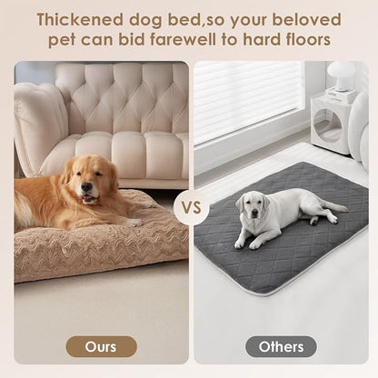 EHEYCIGA Washable Small Dog Bed for Crate 23x18 Inch, Kennel Pad for Puppy Up to 25 lbs, Plush and Comfy Pet Sleeping Mat, Camel