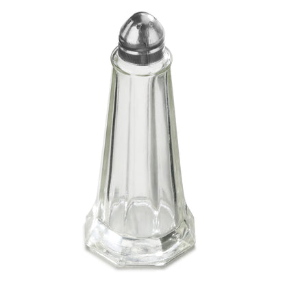 New Star Foodservice Glass Tower Salt and Pepper Shakers, 1 oz Set of 12, Clear Glass Shakers with Stainless Steel Tops for Restaurants and Tabletop Use