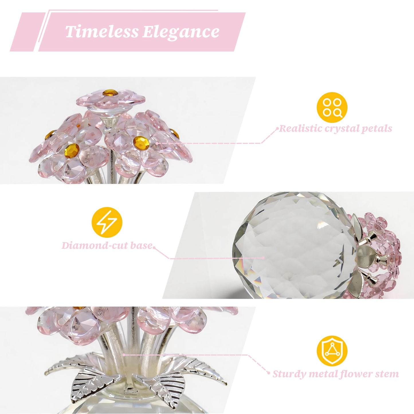 K9 Pink Crystal Forget-Me-Not Figurine in Clear Crystal Vase