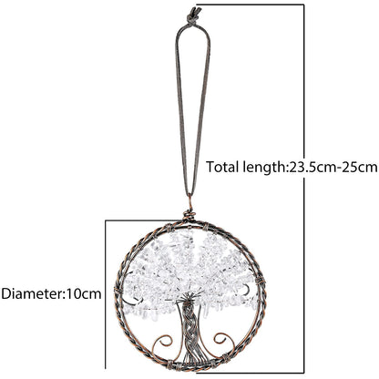 mookaitedecor Rock Crystal Tree of Life Hanging Ornament Reiki Healing Tumbled Gemstones Wall Hanger for Car Window Home Decoration