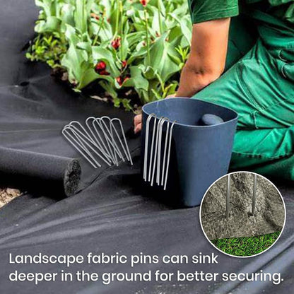 BEBEKULA 100 Pack 12 Inch Garden Stakes, Galvanized Landscape Staples for Weed Barrier Fabric, Heavy Duty Sod Pins Securing Pegs Netting Ground Sheets and Fleece, Ground Cover, Irrigation Tubing