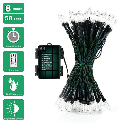 Koxly 18ft Battery Operated String Lights, 50 LEDs, Remote Timer, Waterproof, Multicolor, Model JYLPT11