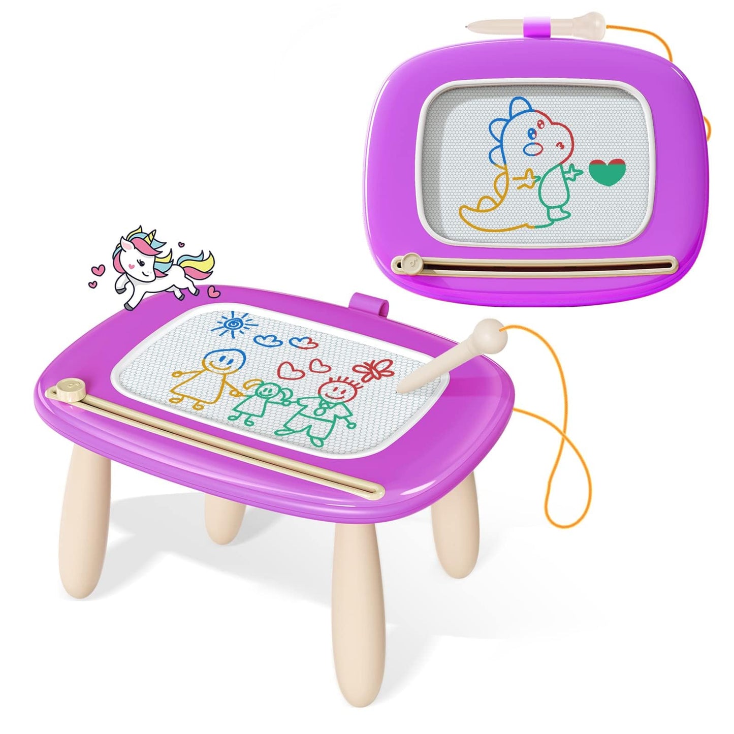 Kikidex Toddlers Toys Age 1-3, Magnetic Drawing Board, Doodle Board Pad Learning and Educational Toys for 1 2 3 Year Old Baby Kids Birthday Gift (Purple)