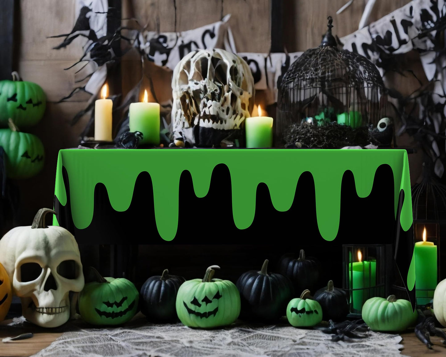 Remagr 6 Pcs Ghost Themed Plastic Tablecloths 54 x 108 Inch Waterproof Rectangle Table Cover Disposable Table Cloth for Boy Birthday Party Halloween Decorations Baby Showers Supplies (Ghost,Gooey)