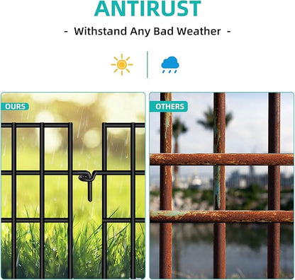 14 Panels Animal Barrier Fence, No Dig Fences, 13in(H) X 19.9ft(L) Garden Fence Animal Barrier for Rabbit and Dog Under Fencing Barrier, Rustproof Metal Fences Border for Outdoor, Yard, Patio
