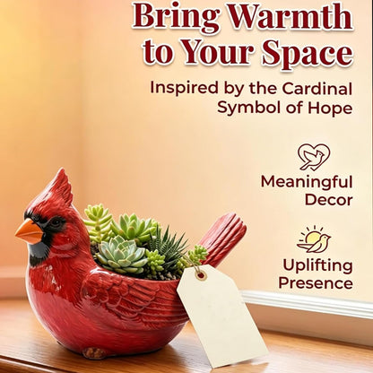 Cardinal Bird Succulent Planter, Upgraded Resin Red Birds Plant Pot with Drainage Hole, Cardinal Flower Pot Resin Decorative Bird Planter, Cute Animal Plant Pot for Indoor Outdoor Plants (Mix*1)
