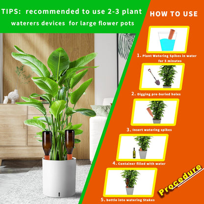 TKSCUSR Self Watering Spikes -4 Pack Terracotta Plant Watering Stakes Devices Vacation Self-Watering Stakes for Indoor/Outdoor Plants