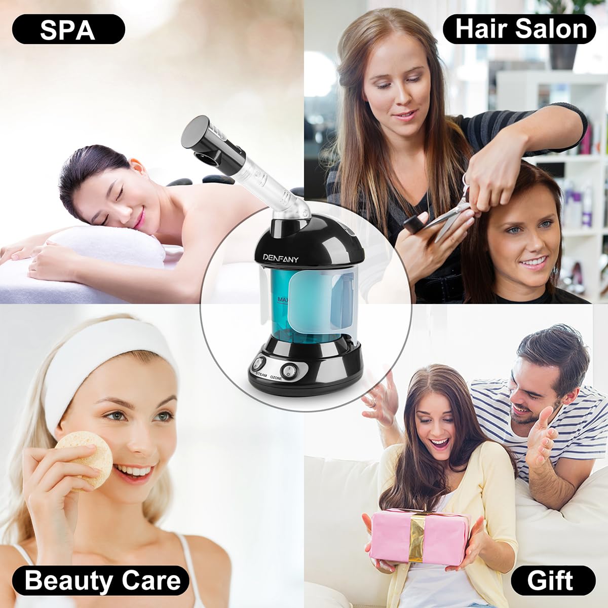 Facial Steamer - DENFANY Nano Ionic Face Steamer with Extendable 360° Rotating Arm - Portable Facial Steamer for Personal Care at Home or Salon (Blue)