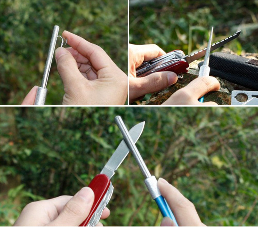 CIELCERA 12" Hori Hori Garden Knife (Right Serrated Blade) with Free Diamond Sharpening Rod, Ideal Gardening Digging Landscaping Weeding Tool, with Thick Sheath and a Fine Gift Box