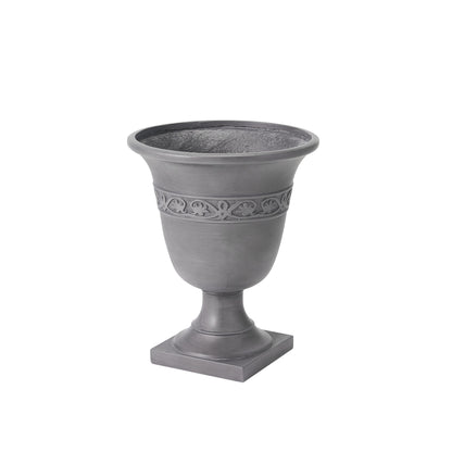 Christopher Knight Home Sical Round Concrete Planter Set of 2, 2 Pack Garden Flower Pot with Drainage Hole, MGO Patio Urn Planter for Outdoor Plants, Outdoor Planter Box, No Assembly, Light Gray