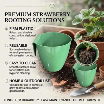 Strawberry Propagation Cups, Reusable Plastic Bare Root Growing Pots Hanging Transplant, 10 Cups & 20 Clips Set for Home Balcony Yard Growers (Small,10pcs)