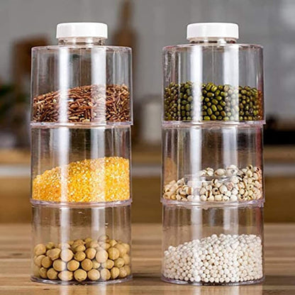 AYNEFY 6 Pcs Stackable Pot,Transparent Tower Seasoning Bottle Storage Container Kitchen Seasonings Jars Salt Storage Box Organizer
