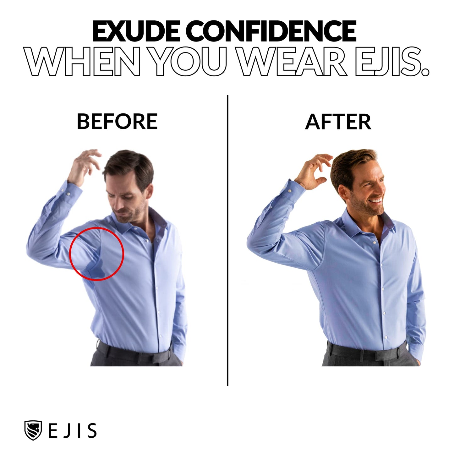 Ejis Men's Sweat Proof Undershirt, V Neck, Anti-Odor Silver, Cotton, Sweat Pads