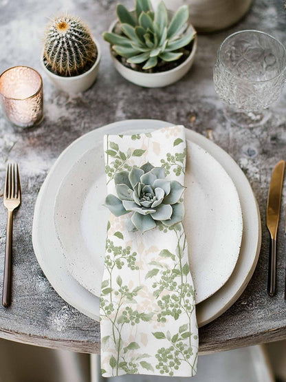 Sage Green Leaves Cloth Napkins Set of 6 - Washable Dinner Napkins Reusable Table Napkins for Home Party Weeding Dining Table Setting Decoration,Oversized 20"x20" Wildflower Herbs Floral Spring Summer