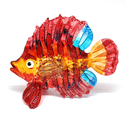 ZOOCRAFT Hand Blown Glass Fish Figurine Red Collectibles Aquarium Handicraft Miniature Sculpture