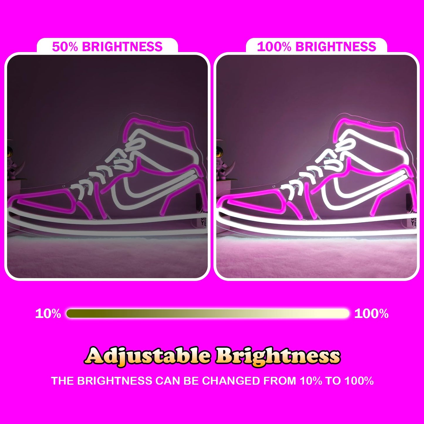 Sneaker Neon Signs for Wall Decor Dimmable Shoe LED Signs Neon Lights for Bedroom Man Cave Home Neon Wall Sign Shoe Light up Signs Decor
