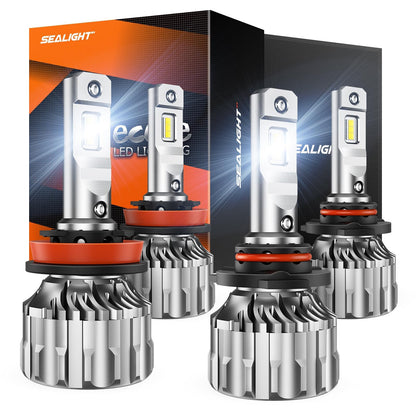 SEALIGHT 9005 H11 LED Bulbs Combo, 800% Brightness, 66000LM, 6500K Cool White, Pack of 4