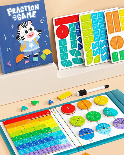 Magnetic Fraction Book & Tiles Set - 3rd Grade Math Manipulatives for Elementary Kids, Fractions Flash Cards Circles,Visual Educational Toys for Classroom Homeschool Learning (Complete All-in-One Kit)