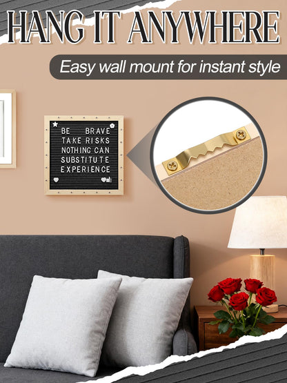 Felt Letter Board with LED Lights - 10 ×10" Custom Message Board with Changeable Letters & Stand, First Day of School Sign/Graduation/Pregnancy/Baby Announcement/Wedding/Classroom Decor, Black
