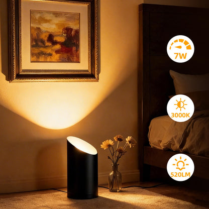 Ribgwo 2 Pack Uplighting Indoor Floor Can Lights,7W LED Up Lights with 3000K GU10 Bulbs, Spot Lights with 5.9 FT Plug Cord & Foot Switch,Ideal for Indoor Corners, Sofas, Plants, and Wall Art