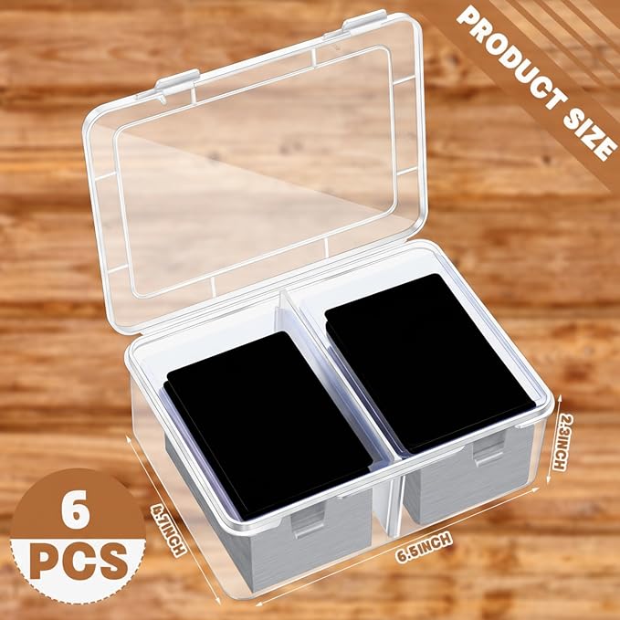Vicenpal 300 Card Storage Box Compatible with Mtg TCG Clear Plastic Trading Card Storage Box with Removable Divider Hard Trading Deck Case for Baseball Football Game Organizer Collector(6 Pcs)