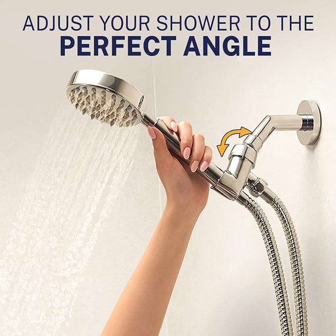 HammerHead Showers® Solid Metal LOW FLOW Handheld Shower Head with Hose and Brass Holder - MATTE BLACK – Water Saving 1.75 GPM Detachable Shower Head - Adjustable Shower Wand Bracket & 6ft Hose