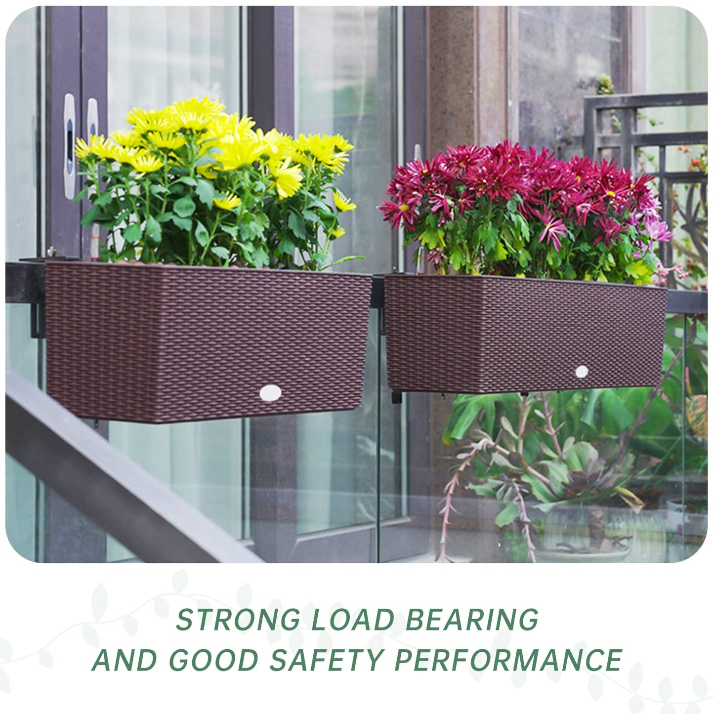 Planter Box Bracket,Flower Box Holder Brackets,Adjustable Window Box Brackets for Patio Garden Fence Pergola Balcony