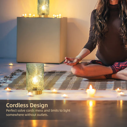 Battery Operated Table Lamp, Cordless Lamps for Home Decor, Battery Powered Nightlight with LED Bulb with Timer, Decorative Lights for Living Room Bedroom Tabletop Entryway Centerpiece Gift(Small LG)