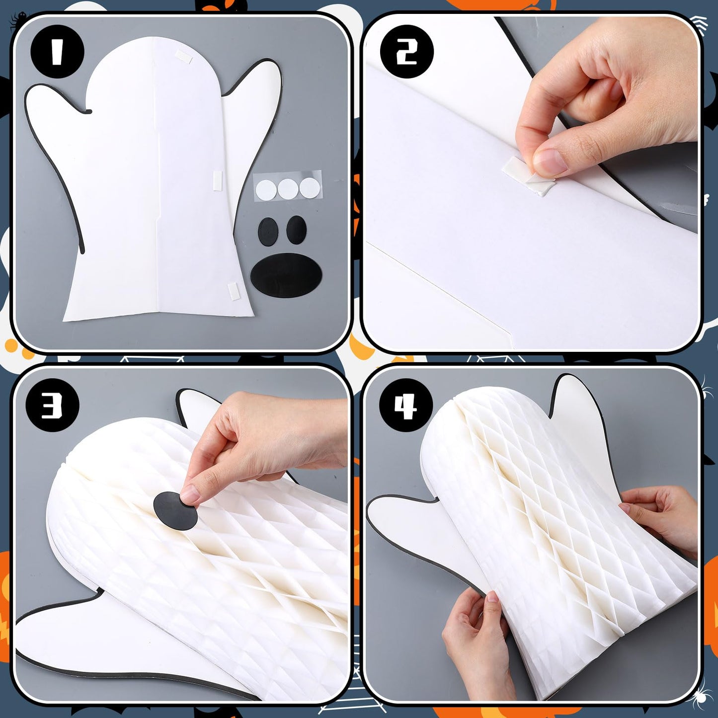 Bencailor 6 Pcs Halloween Ghost Table Decorations Halloween Honeycomb Centerpiece Ghost Table Centerpiece Halloween Party Decoration Ghost Table Topper for Halloween Party Home Room Desk Decor(White)