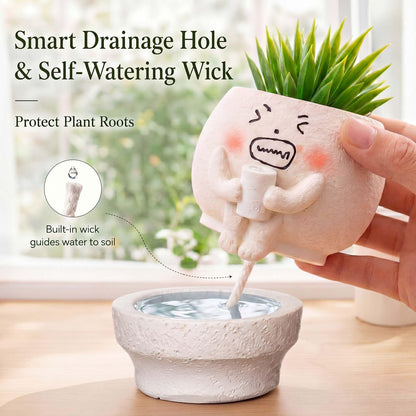 Patelai 2 Pcs Face Planter Pots Detachable Funny Toilet Planter Pot Cute Resin Smile Face Head Succulents Flower Planters Decor for Indoor Outdoor Home Office Gift Ideas