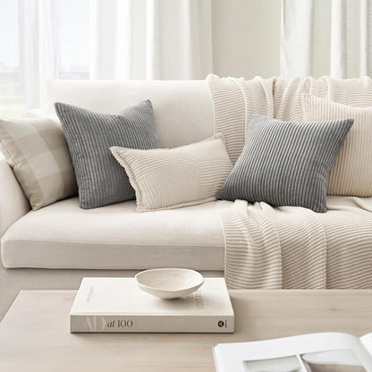 Topfinel Decorative Light Grey Throw Pillow Covers Cushion Cases, Set of 4 Soft Velvet Modern Double-Sided Designs, Mix and Match for Home Decor, Pillow Inserts Not Included (18x18 inch)