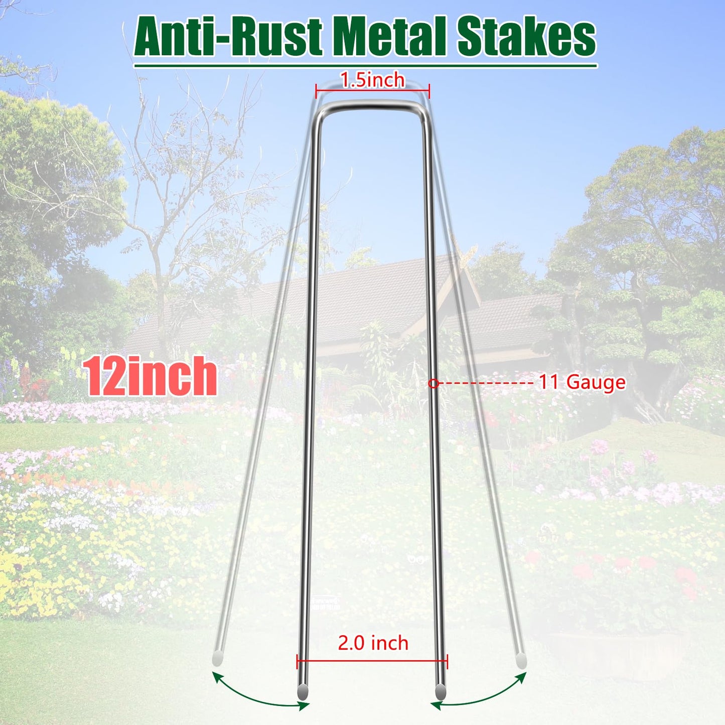 12 Inch Galvanized Landscape Staples Stakes, 25/50/100/200pcs Garden Metal Stakes for Weed Barrier Fabric, Fence Stakes, Tent Stakes, Christmas Decorations (200pcs)