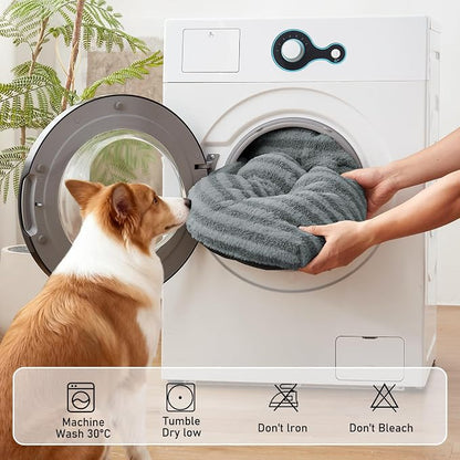 FURTIME Washable Dog Bed Medium Size Dogs, Deluxe Dog Crate Beds Comfy Fluffy Kennel Pad Anti-Slip Pet Sleeping Mat, Machine Washable Dogs Pillow, 29"x21"x3", Gray