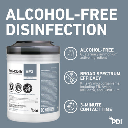 Sani-Cloth AF3, Surface Disinfecting Wipes, Fragrance Free, Alcohol-Free, Large Canister, 160 Wipes