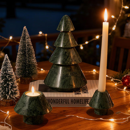 Koville Marble Christmas Tree - Dual-Use Candle Holder, Natural Stone Holiday Decor for Home & Gift Giving