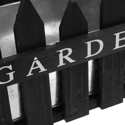 OSALADI Rectangular Wooden Planting Box Decorative Fence Flower Pot Planter for Indoor Outdoor Garden Home Décor Black Wood Material