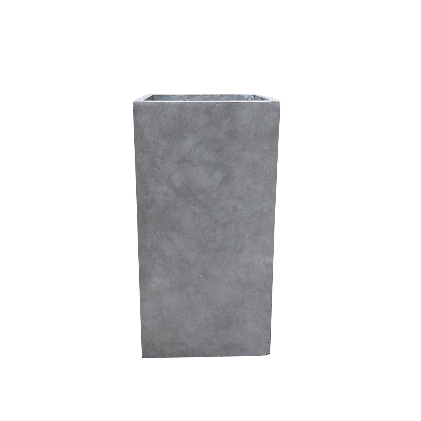 28" H Square Natural Concrete/Fiberglass Indoor Outdoor Modern Seamless Tall Planter