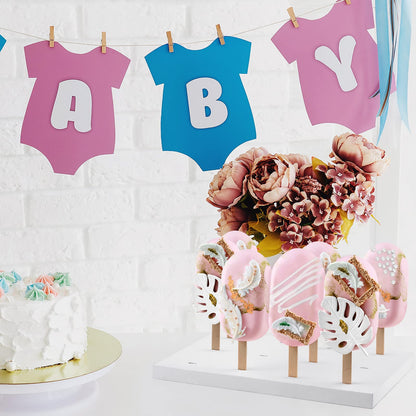 Qunclay 2 Pcs Wood Cakesicle Stand Display - 12 Count Cake Pop Sticks Holder Reusable Dessert Table Ice Cream Lollipop Stands for Wedding Shower Birthday Party Baby Shower