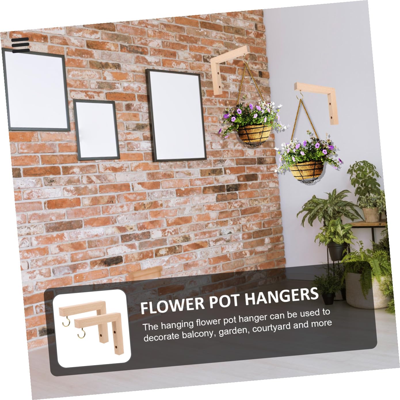 VINTORKY 2pcs Wooden Wall Mount Plant Hangers Flower Pot Brackets for Outdoor Garden Hanging Hooks Suitable for Bird Feeders Wind Chimes and Lanterns