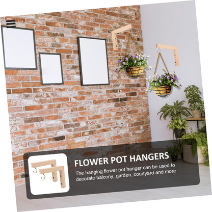 VINTORKY 2pcs Wooden Wall Mount Plant Hangers Flower Pot Brackets for Outdoor Garden Hanging Hooks Suitable for Bird Feeders Wind Chimes and Lanterns