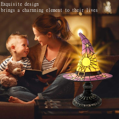 Loisdaro Witch Hat Lamps - Handcrafted Stained Gothic Wizard Hat Lights for Decor,Light with Glow-in-The-Dark Figurine for Bedroom， Mystical Bedroom Ambiance & Wiccan Gifts